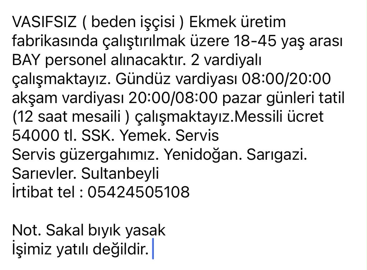 VASIFSIZ beden işçisi Ekmek üretim fabrikasında çalıştır