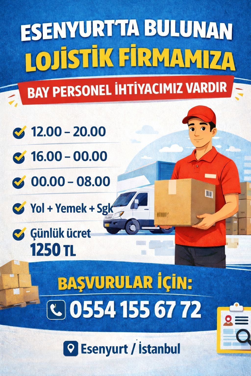 Esenyurt Bay Personel Aranıyor - Vardiyalı